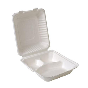 Clamshell Compostable 9" -  3 Compartment  White