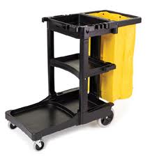 Janitor Cart with Zippered Yellow Vinyl Bag #6173 Rubbermaid