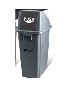 M2 Professional EZ-Push Rectangular Waste Container w/Lid - 60L, Grey