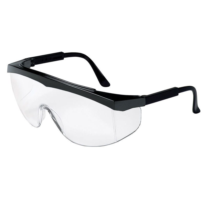 Safety Glasses, Black Frame, Clear Uncoated Lens, MCR Safety SS010