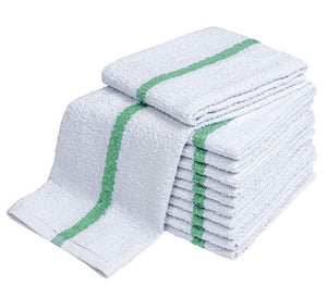 Bar Wipe- 100% Cotton 18x20" White - Green stripe