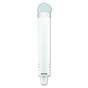 San Jamar White Plastic Small Cup Dispenser with Hinged Flip-Cap