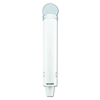 San Jamar White Plastic Small Cup Dispenser with Hinged Flip-Cap