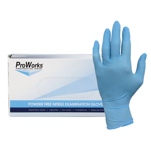 Blue Nitrile Powder Free Exam Gloves, 5 mil.         100/bx