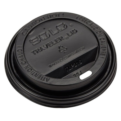 Dart Solo TLB316-0004 Traveler Black Dome Hot Cup Lid with Sip Hole - 1000/Case