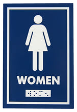 Washroom sign, Male, Female, Wheelchair, Braille - ABS Plastic Blue